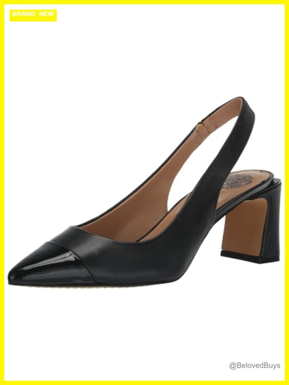 Vince Camuto Hamden Slingback Pump Pointed Toe Block Heel Leather